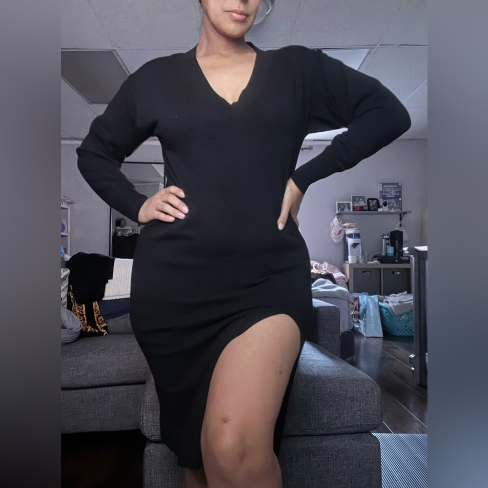 Woman’s Sweater Slit Dress